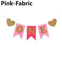 Baby Shower ONE Gold Glitter Bunting Banner 1st Birthday Party Decor Hanging Flag Garlands Fabric mėlyna