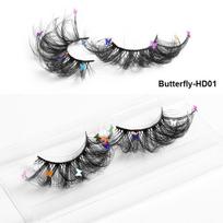 Nauji produktai su lipdukais Natūralūs didelės apimties cheminis pluoštas kepti plaukai Dirbtinės blakstienos Storos dirbtinės blakstienos Butterfly-HD01