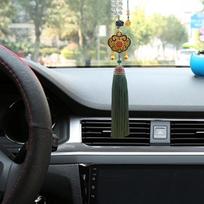 Automobilio galinio vaizdo veidrodžio pakabukas su kinų sėkmės simboliu Deep Green gray