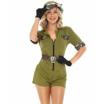 Female stewardess cos flight stage suit halloween American female pilot costume party performance uniform M žolės žalia spalva
