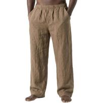 Vyriškos lino laisvalaikio kelnės Kvėpuojančios, laisvo kirpimo Vasarinės kelnės Vienspalvės Šventinės kelnės Kelionėms, paplūdimio atostogoms 2XL tamsiai ruda spalva