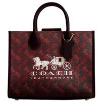 Coach Ace 26 Rankinio tipo krepšys su arklio ir vežimo spaudiniu, magnetiniu užsegimu, moteriškas, spalva: violetinė, bordo, CR680-B4XJM Basic Set (Bag+Dust Bag)