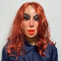 Western-style red-haired beauty latex mask One size fits all adults raudona