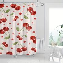 A Vibrant Cherry Delight Shower Curtain: Brighten Up Your Bathroom with This Cheerful Design Featuring Juicy Red Cherries W90XH180cm
