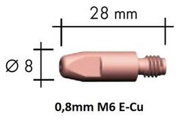 Kontaktinis antgalis E-Cu M6x28x8-0,8mm, Binzel