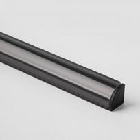 Kampinis anoduotas juodas aliuminio profilis LED juostoms su juodu stiklu, 3m x 15,8mm x 15,8mm