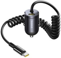 Baseus 30w Mini Automobilinė Įkroviklio Usb-c, Spiralinis Laidas
