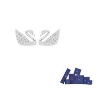 Swarovski Faux Crystal Stud Earrings Womens White Gold Plated Pink bow gift box balta