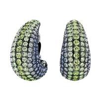 Swarovski Sublima drop-shaped crystal pavé ruthenium-plated earrings for women, teal 5692111 mėlyna