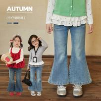 LUSON Little O Baby Girls' 2025 Fall Vintage Flare Denim Jeans 100 šviesiai mėlyna spalva