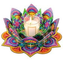 5D DIY Diamond Art Painting DIY Acrylic Desktop Ornament Tealight Candle Stand Centerpiece for Bedroom Wedding Party