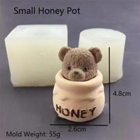 Mielas meškinas medaus stiklainis silikoninė žvakės forma torto kepimo forma aromaterapijos kremo lašinimo forma Small  honey-1pc