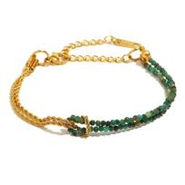 Stainless Steel 18k Gold Plated Twist Chain Natural Stone Spliced Bracelet For Women mėlyna