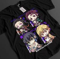 Demon Slayer marškinėliai Tanjiro marškinėliai Zenitsu KNY Nezuko Inosuke Akaza Muzan Tee L