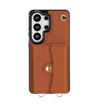 For Samsung Galaxy S26 Ultra S26 Plus S26 Wallet Case PU Leather Flip Cover Card Holder Kickstand Long Lanyard Shockproof Case For Galaxy S26 Plus ruda