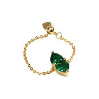 Double Heart Adjustable Chain Ring Exquisite Minimalist Zirconia Chain Rings Stackable Simple Women Link Chain Ring Daily Wear