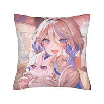 Zhongli Genshin Impact Pillowcase Soft Polyester Cushion Cover Decoration Pillow Case Cover Home Zippered 40*40Cm Peach skin 18*18(CM)-1Pcs