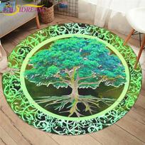 Gyvybės medis Yggdrasil runų raštas apvalus kilimas Gyvybės medis vaivorykšte margintas kilimėlis Svetainės apvalus kilimėlis Viking apvalus kilimas 60cm