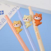 3pcs Shiba Inu Gel Ink Pens Set Cute Cartoon Dog 0.5mm Ballpoint Black Color for Writing white