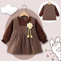 Children's Waterproof Long Sleeve Coverall Bib - Stylish Autumn/Winter Outerwear for Baby Girls Size 90 (1-2 years)