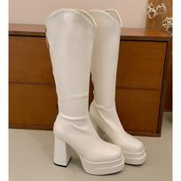 Women's Retro Black Chunky Heel Thigh High Boots 2026 New British Style Autumn Patent Leather Knee-High Long Boots Size 35-39 35 balta