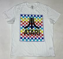 Atari Retro Grafinis Marškinėlis Vyriškas Didelis Baltas Trumpomis Rankovėmis Senosios Mokyklos Žaidimų Prekė XXXL
