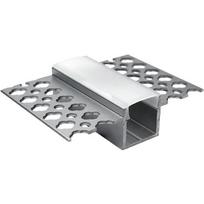 Integruotas / mažai tinkuotas anoduotas aliuminio profilis su matiniu stiklu LED juostelei gipso kartono plokštėms / komplektas: stiklas, galiniai dangteliai 2 vnt. / HB-56X15 / 3m x 56mm x 15mm