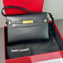 [Pre-Owned] Ysl Sl Manhattan Gold Buckle Flap Leather Crossbody Shoulder Bag - Excellent #1NINVBS ONE SIZE