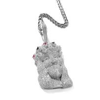 BLING KARALIUS Didelis religinis Jėzaus pakabukas Karoliai Visiškai ledinis Kubinis cirkonis Pakabukas Teniso grandinėlė Madingi Hiphopas Papuošalai Rope chain&16inch gray