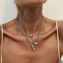 SHIXIN 5Pcs/Set Multiple Love Heart Pendant Necklace for Women Vintage Multilayer Metal Chain Choker Female Neck Jewelry Gift