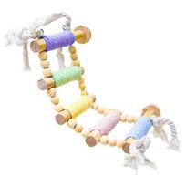 5/8/10 Steps Bird Cotton Rope Ladder Hanging Wood Bird Perch Safe Parrot Climbing Toy  Cockatiels 5 Steps