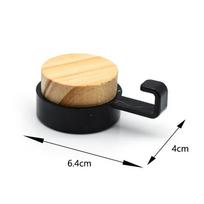 Custom LOGO Strong Self Adhesive Wall Hat Hooks Round Decorative Kitchen Bathroom Wooden Coat Hanger With Paper Box 6.4*4cm juoda