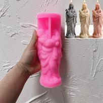 Woman Statue Candle Silicone Mold Embossed Lady Sculptures Candle Mold Gypsum Figure Plasters Resin Mold 17.5-5.9-5CM