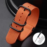 20mm 22mm Ribbed Nylon Watchband Nylon Watch Strap 18mm 24mm Watchband for Seiko Military Loop Watch Band Black Buckle Bracelets 18mm oranžinė