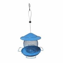 Multipurpose Large Capacity Hanging Bird Feeder Leak-Proof Metal Bird Food Container Rainproof Bird Feeding Station Outdoor Use mėlyna