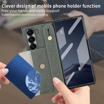 For Samsung Galaxy Z Fold 7 6 5 4 Women Card Wallet Faux Leather Phone Case with Wristband Kickstand, Screen Tempered Film Galaxy Z Fold6