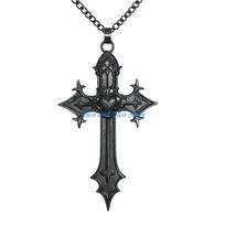 HX6F Trendy Gothic Styles Crosses Necklace Romance Heart Designs CN