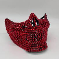 Steampunk Full Rhinestone Half Face Skull Mask Shining Rock Style Cosplay Mask Handcrafted Punk Masquerade Mask Music Festival raudona
