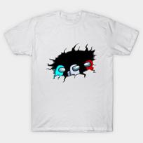 Asian Size Men Black Print T-shirt Among Us No-Cut Print Cotton Tshirt 4XL balta