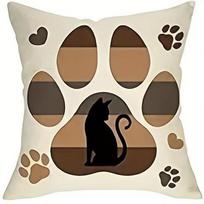 Cat-Themed Plush Pillow Covers - 4 Designs (Peeking/Paw Prints/ I Love Cats ) | Home & Holiday Decor Peach skin 18*18(CM)-1Pcs