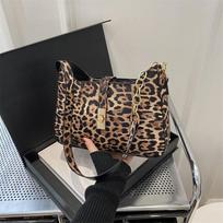 Aukščiausios klasės nišinio dizaino leopardinio rašto rankinė moteriška madinga universali rankinė ant peties/pažasties užsienietiško stiliaus petinė paštininko rankinė tamsiai ruda spalva