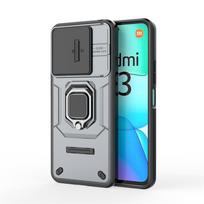 Shockproof Case For Xiaomi Redmi 13 Case For Redmi 13 4G Ring Holder Armor Back Cover For Redmi 13 Push Window Case 6.79 inch For Redmi 13 4G pilka spalva
