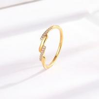 Titanium Steel Ring for Women with Diagonal Micro Pave Diamonds Elegant Couple Rings Trendy Accessories US code No. 5