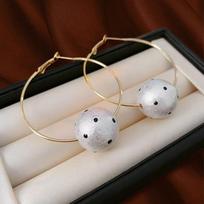 Black And White Polka Dot Pearl Large Earrings High-End Earrings 925 Silver Needle Earrings Women'S Fashion Jewelry Supply