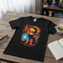 Naruto Uzumaki Rasengan & Nine-Tails T-Shirt, Unisex Anime Fan Streetwear Tee, 100% Cotton Casual Short Sleeve Top 4XL