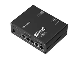 Teltonika RUTC42 5G NR belaidis maršrutizatorius su 4 prievadų Gigabit jungikliu, dviejų juostų Wi-Fi 5, dviem SIM, GNSS, aliumininiu korpusu