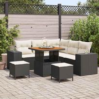 Garden Sofa Set with Cushions 8 pcs Black and Cream Poly Rattan