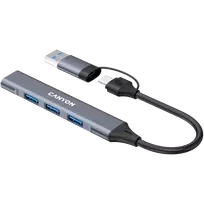 CANYON DS-02 4-in-1 USB-A/C šakotuvas, pilkas