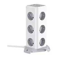 BlitzWolf BW-EC3 Vertikalus maitinimo blokas su 12 lizdų, 4 USB prievadais, 2m laidu, EU kištuku
