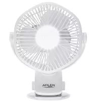 Adler AD 7335 Įkraunamas Segtuvinis Stalo Ventiliatorius, 6W, 12.7 cm, 3 Greičiai, Siūbavimas, Baltas